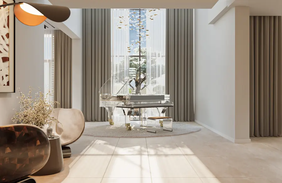 District One Villa, double-height lounge