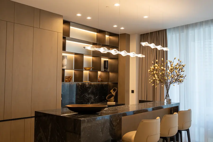 LIV Marina Penthouse, bar and display shelving