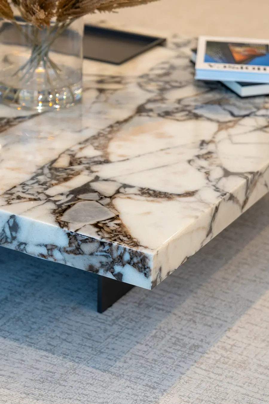 Marble coffee table detail, LIV Marina Penthouse