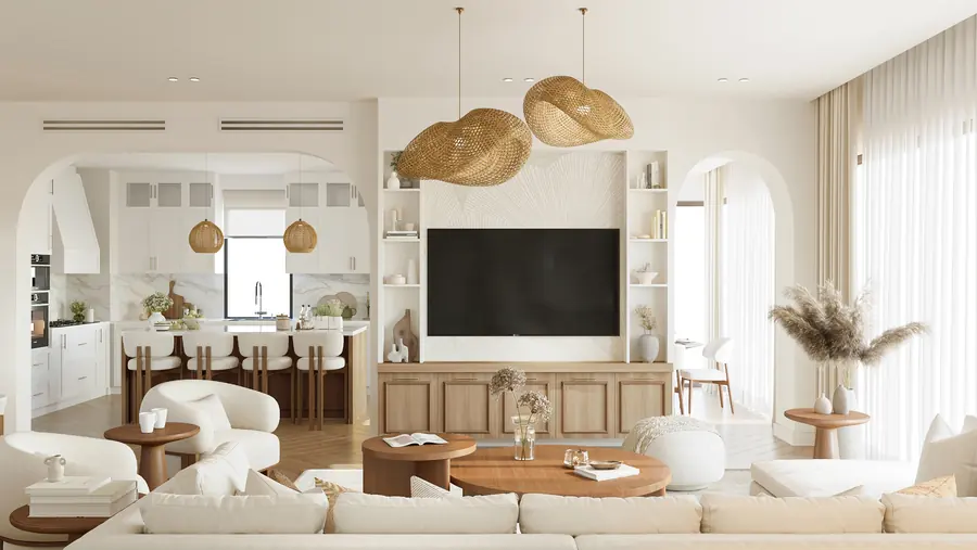 Villa Samara, living room towards the kitchen